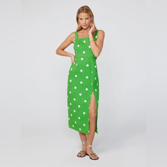 Mara Green Polka Dot Midi Dress